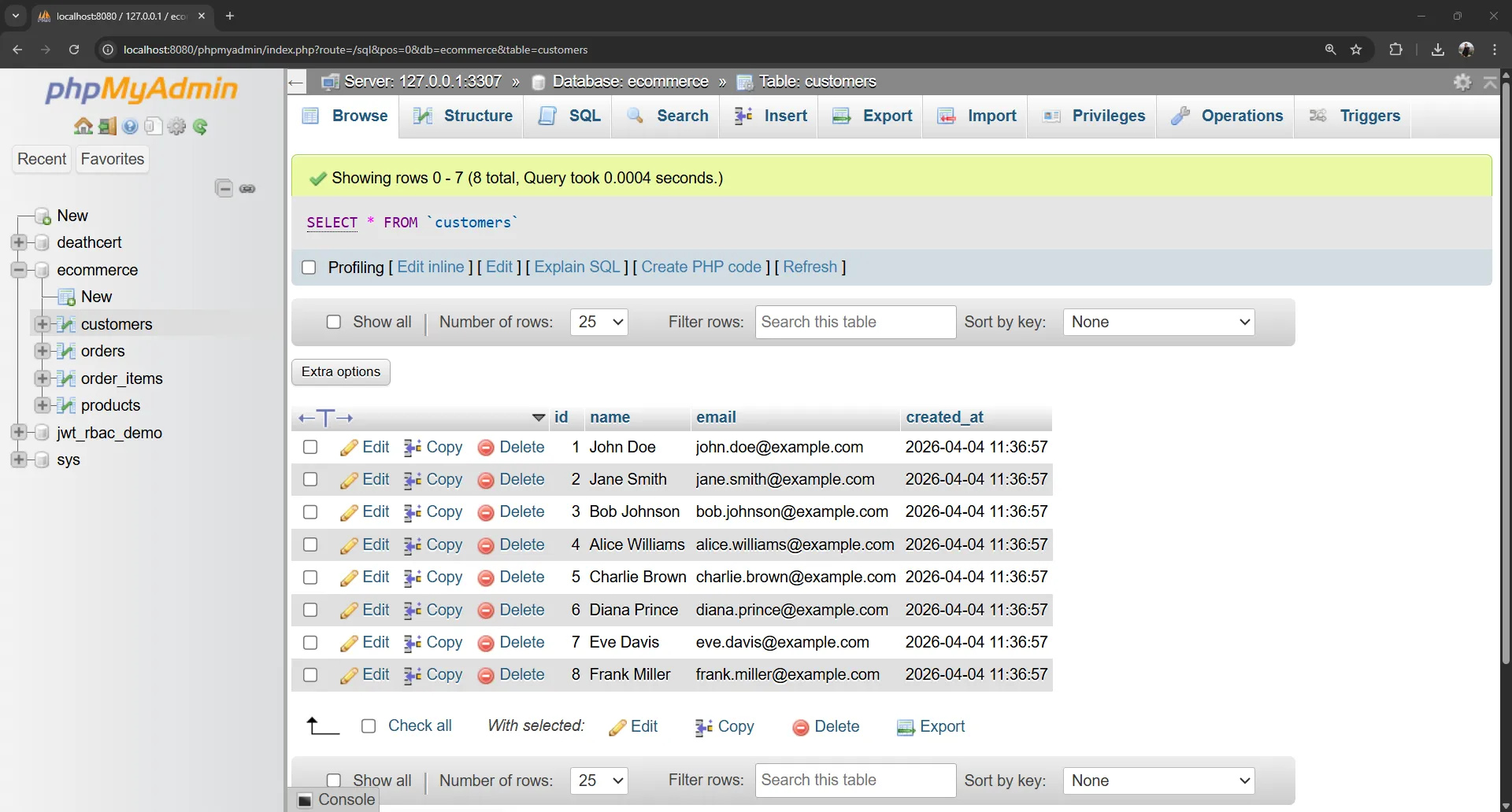 Run seed data in phpMyAdmin