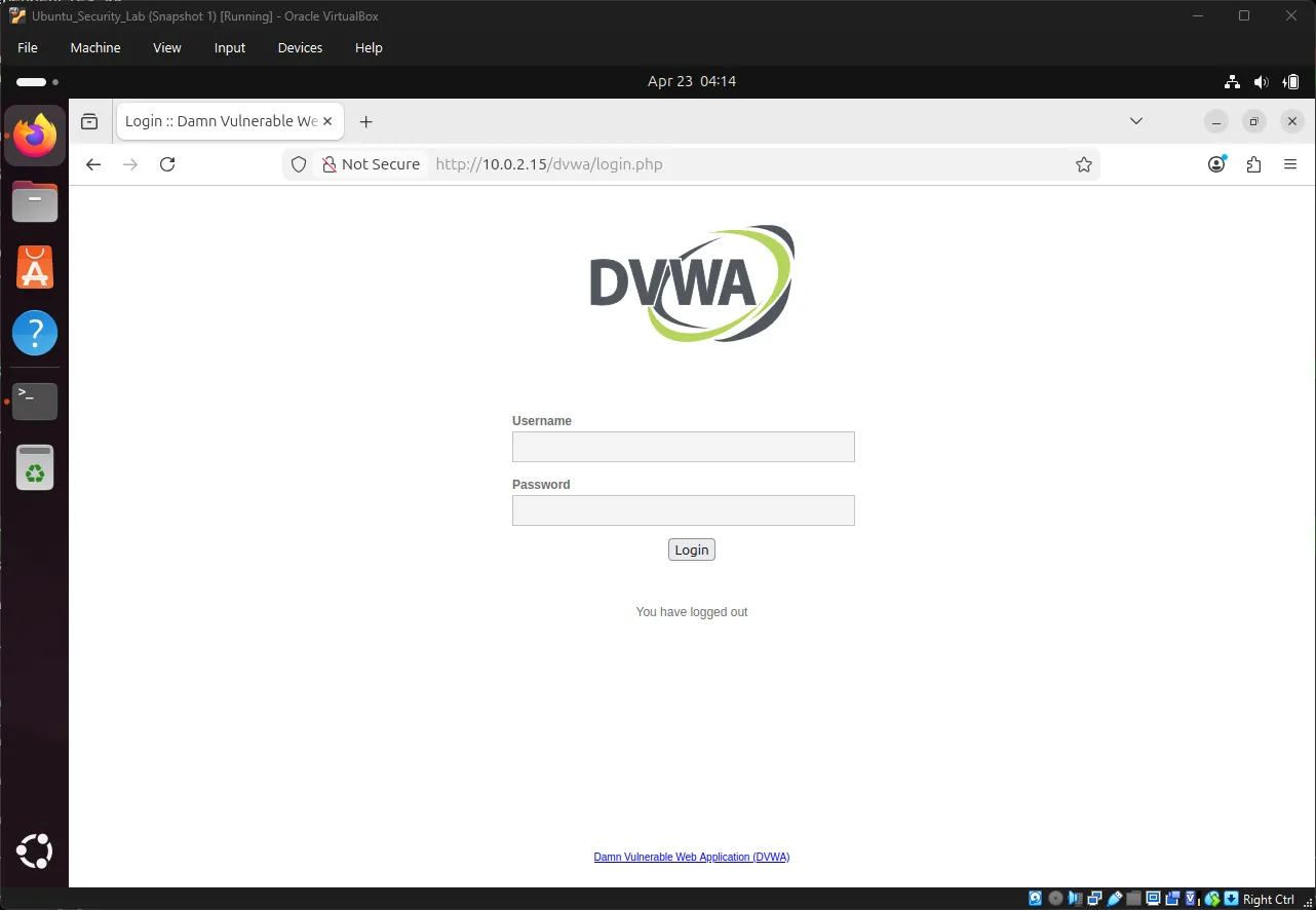 DVWA Dashboard