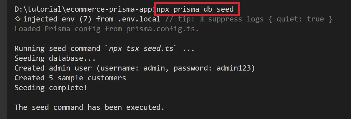 Prisma db seed Prisma db seed