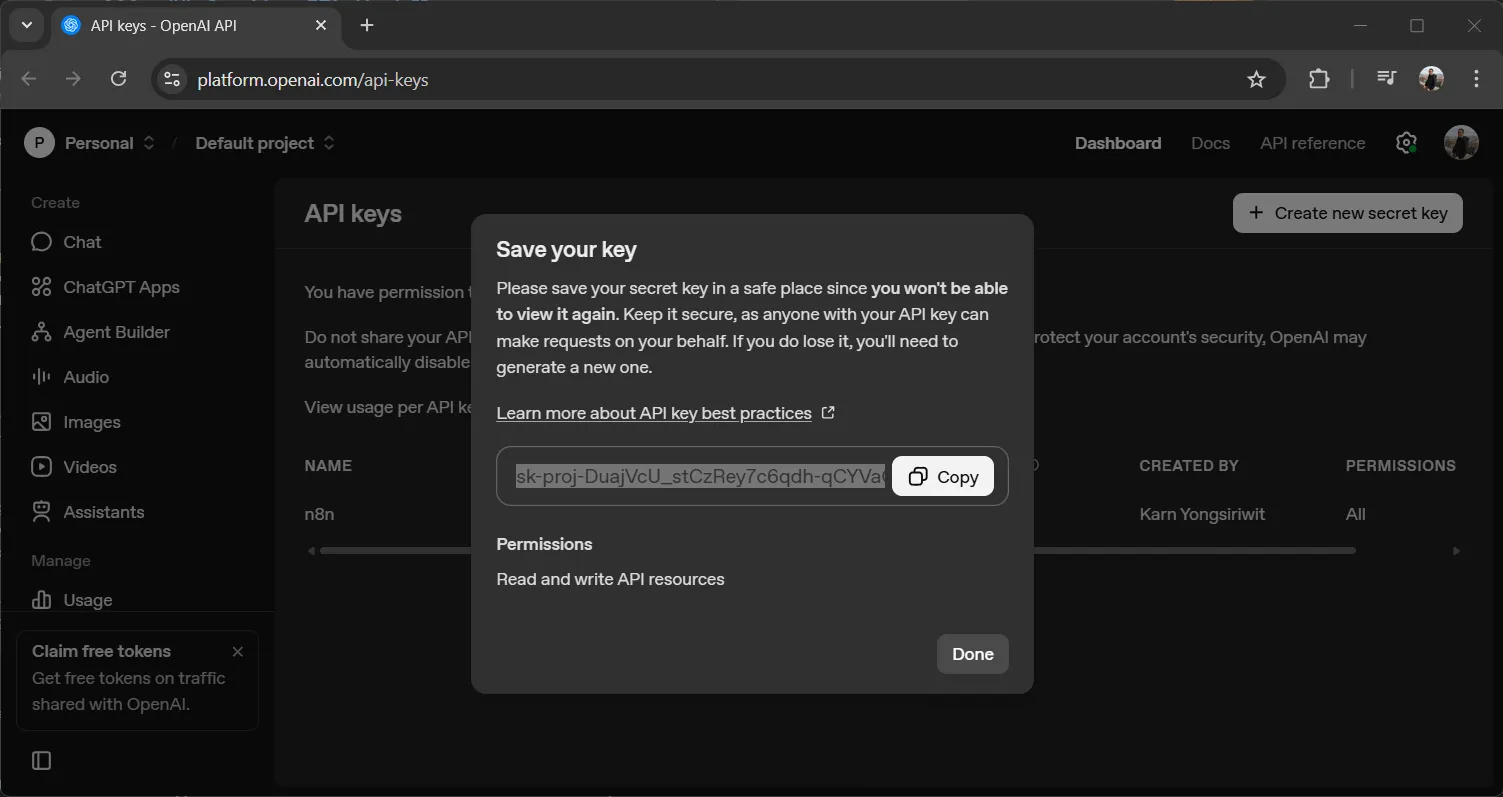 API Key ของ OpenAI API Key ของ OpenAI