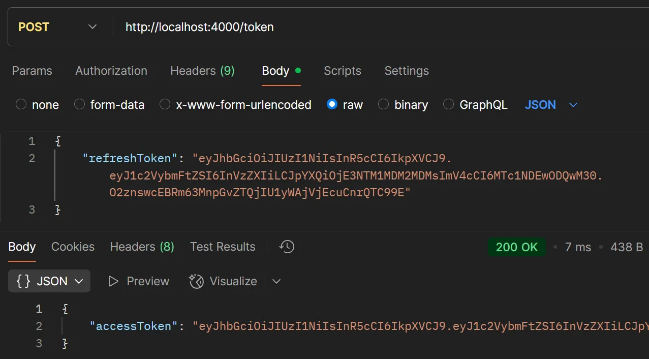 ตัวอย่างการทดสอบ /token ด้วย POSTMAN ตัวอย่างการทดสอบ /token ด้วย POSTMAN