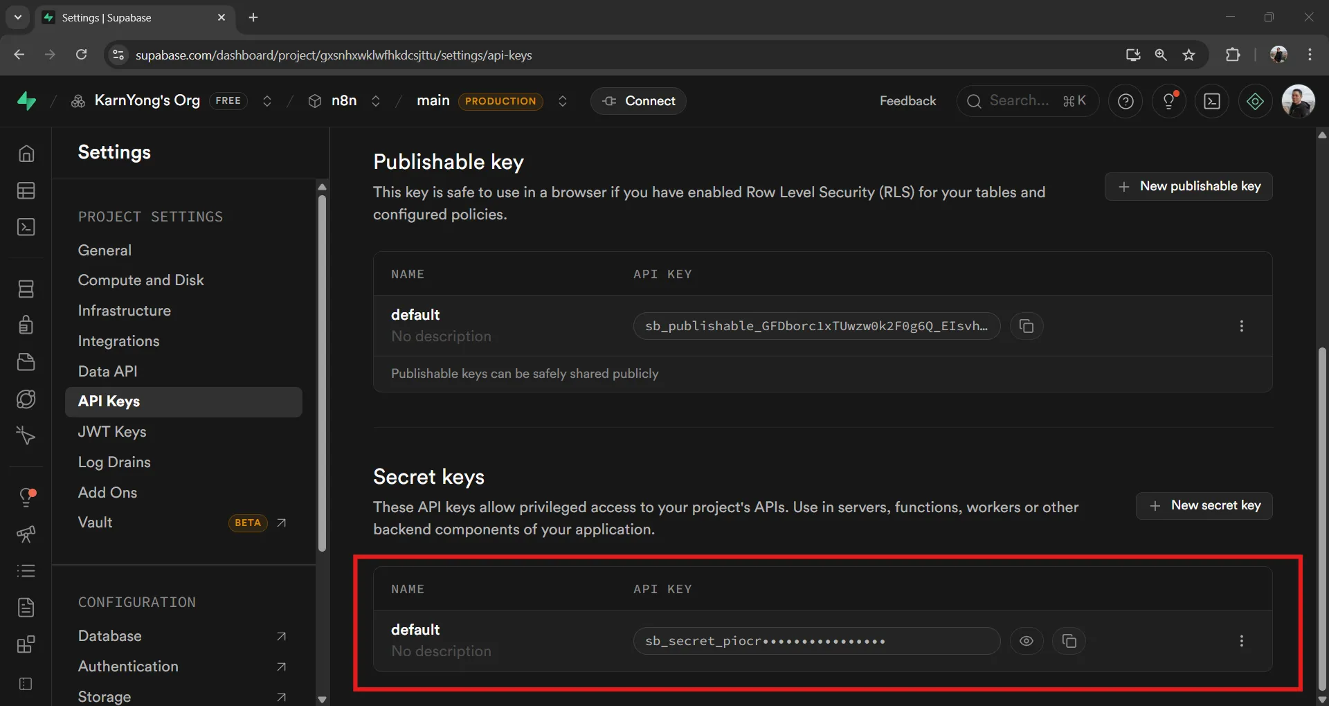 Supabase API Keys Supabase API Keys