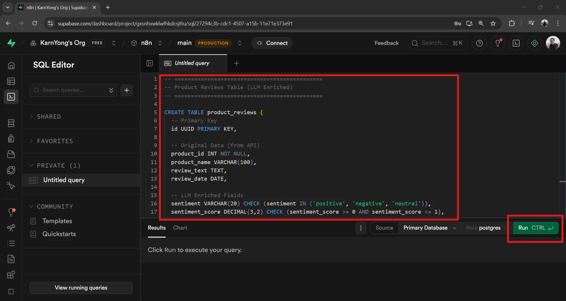 รัน SQL ใน Supabase รัน SQL ใน Supabase