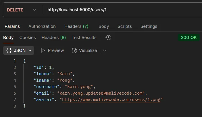 API testing example DELETE /users/:id