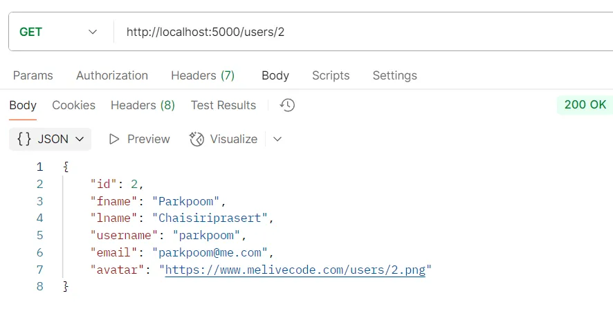 ตัวอย่างการทดสอบ API GET /users/:id