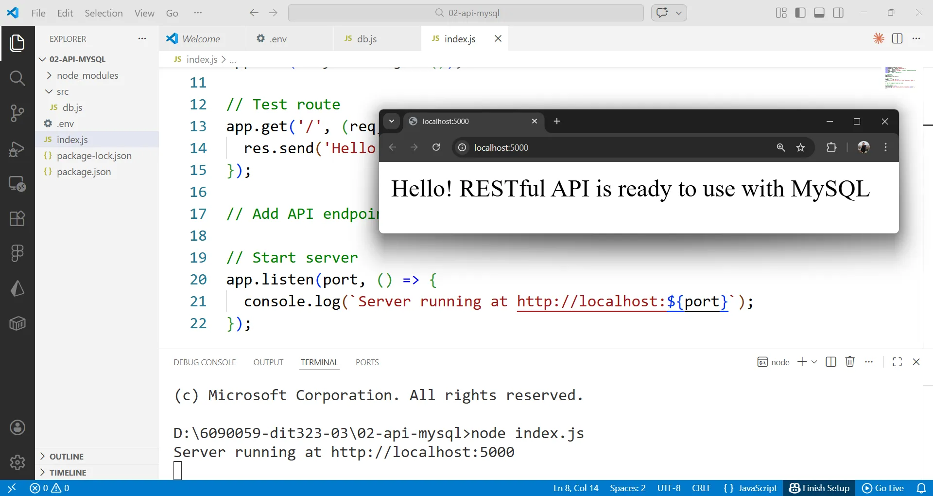 ตัวอย่างผลลัพธ์ที่ได้จาก API