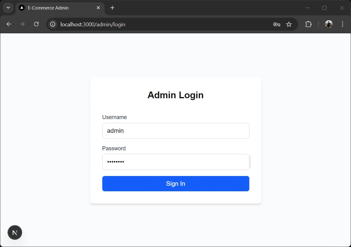 Admin login page Admin login page