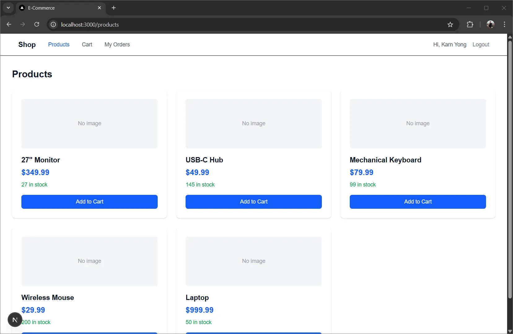 Storefront products page Storefront products page