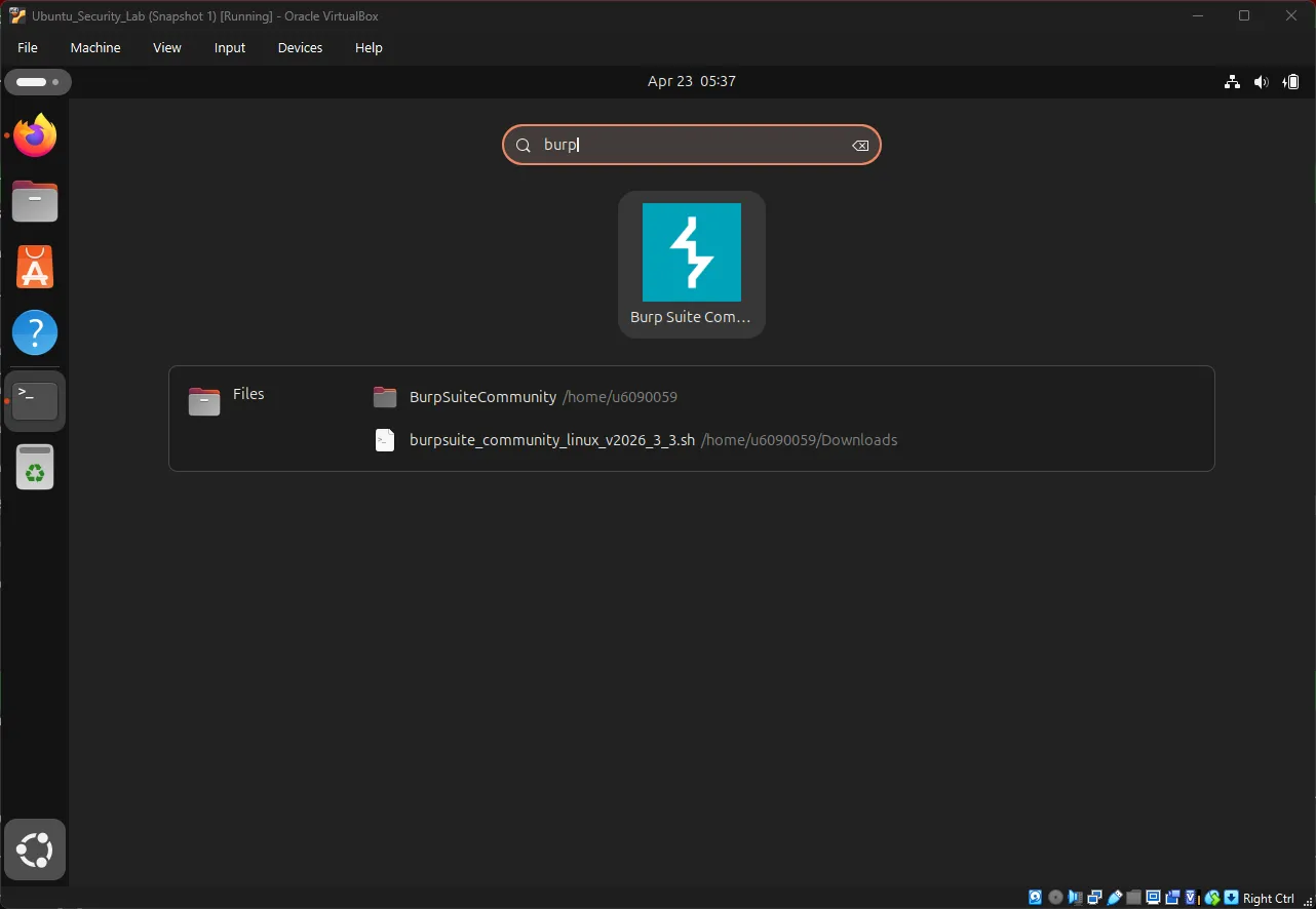 Burp Suite in Ubuntu Applications Burp Suite Application