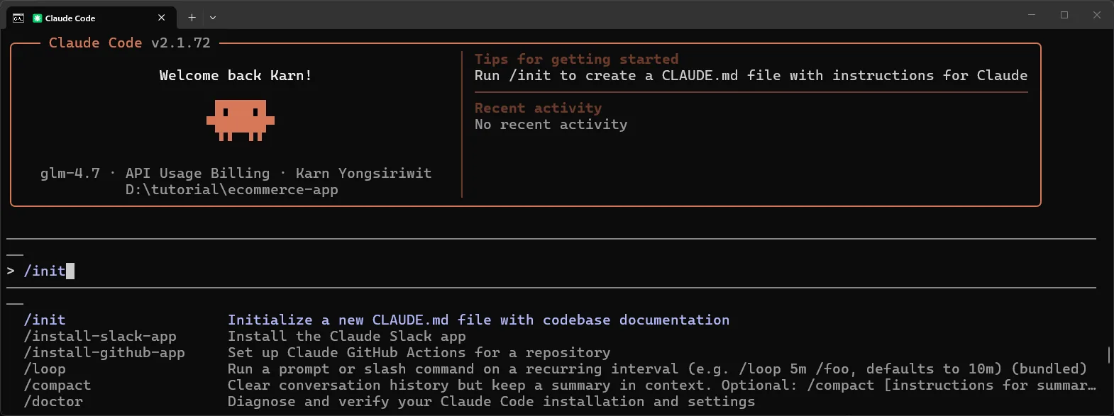 Claude Code /init command Claude Code /init command