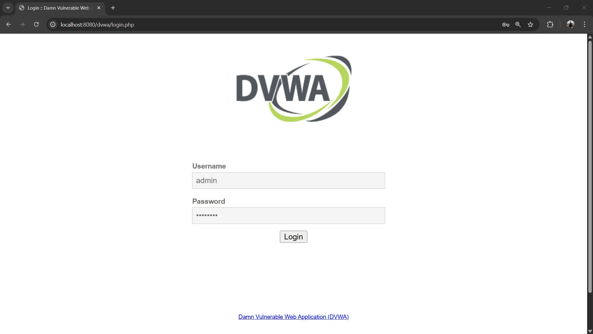 DVWA Login Page DVWA Login