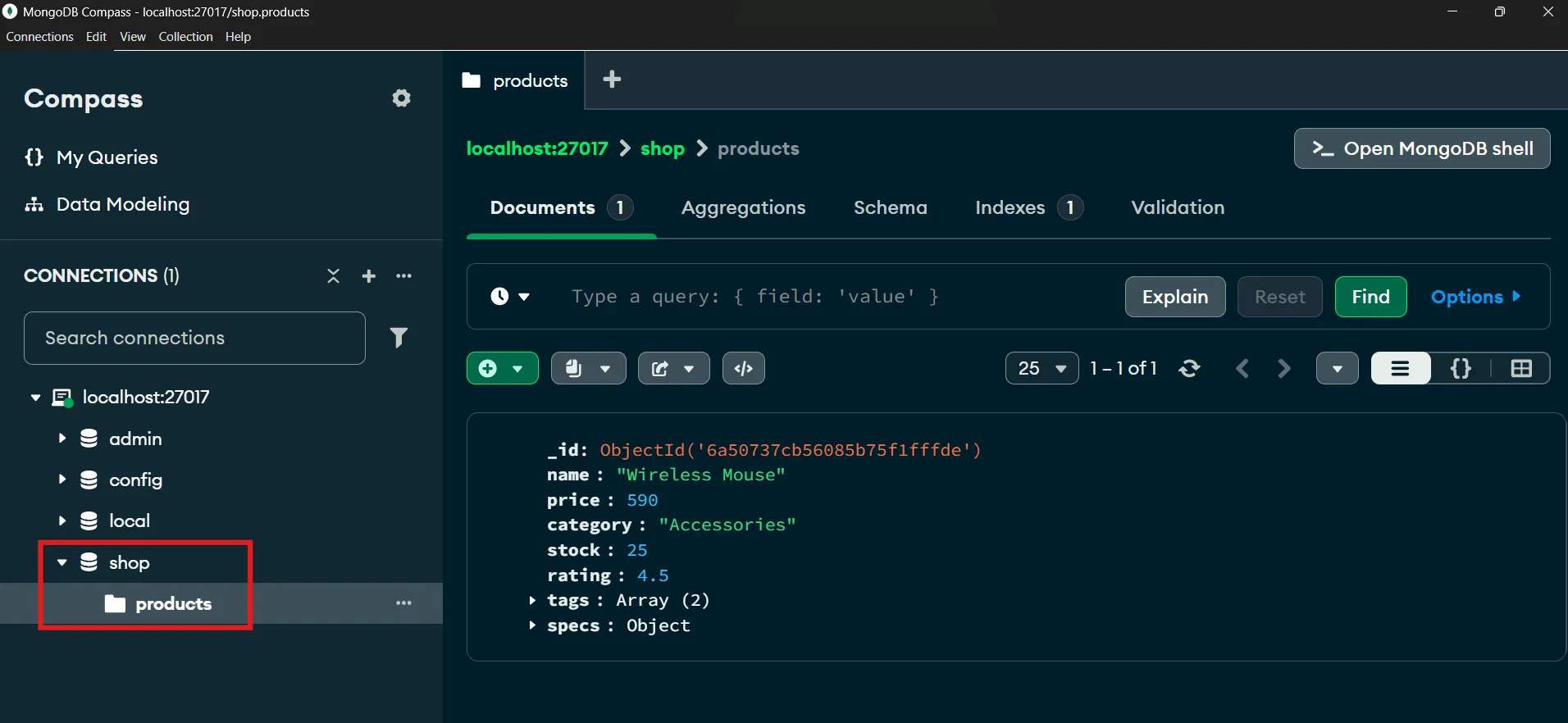 MongoDB Compass DB MongoDB Compass DB