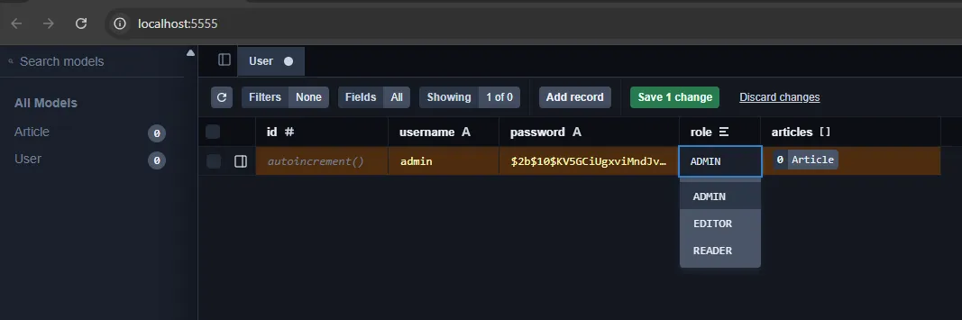 เพื่อเพิ่มผู้ใช้ admin ใน Prisma Studio เพื่อเพิ่มผู้ใช้ admin ใน Prisma Studio