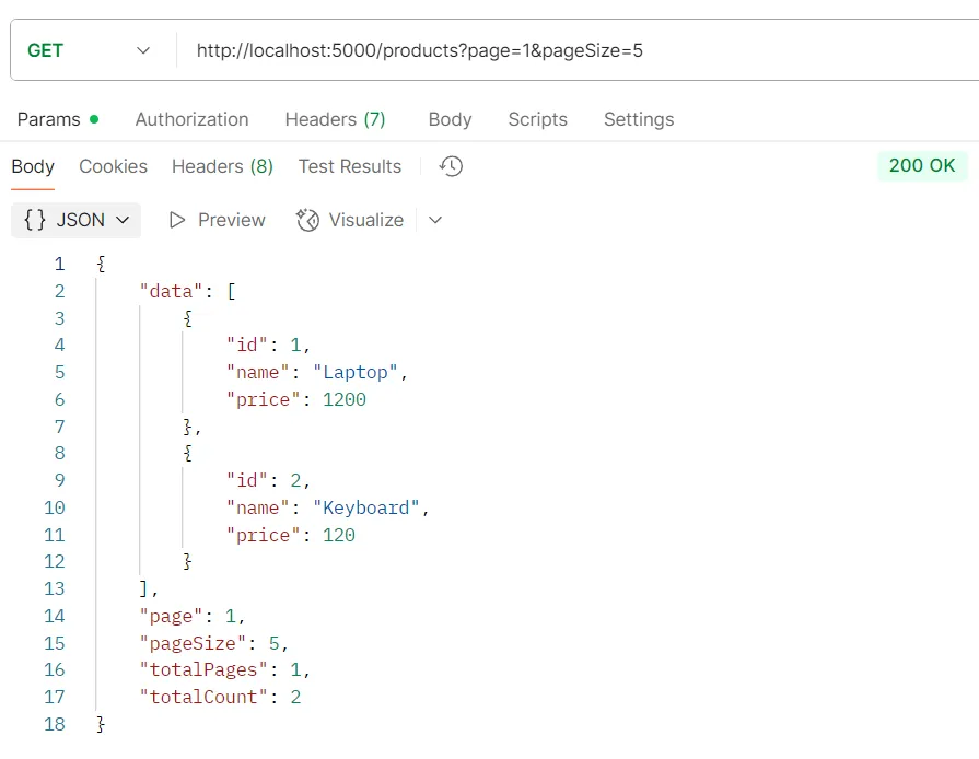 ตัวอย่างการทดสอบ API GET /products ตัวอย่างการทดสอบ API GET /products
