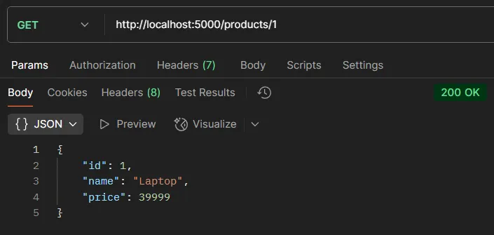 ตัวอย่างการทดสอบ API GET /products/:id ตัวอย่างการทดสอบ API GET /products/:id