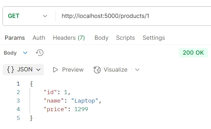 ตัวอย่างการทดสอบ API GET /products/:id ตัวอย่างการทดสอบ API GET /products/:id