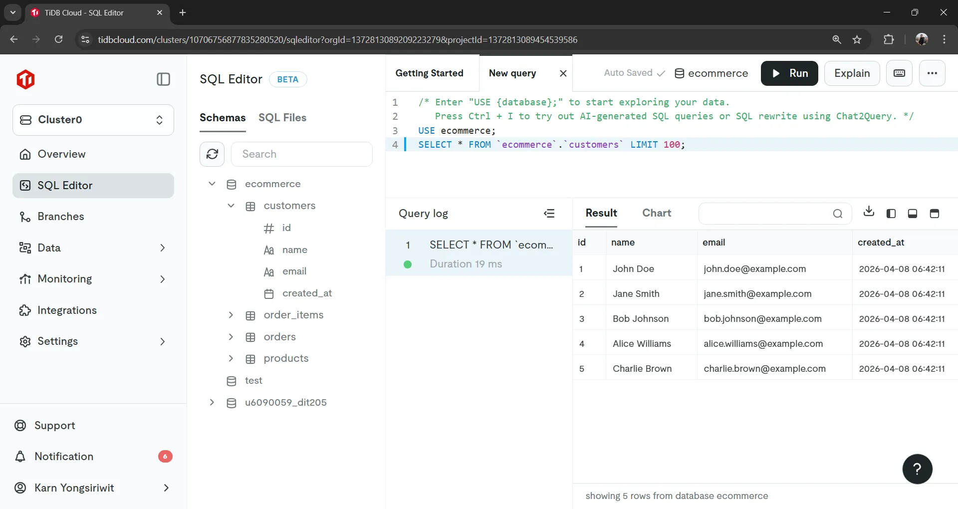 TiDB SQL Editor TiDB SQL Editor