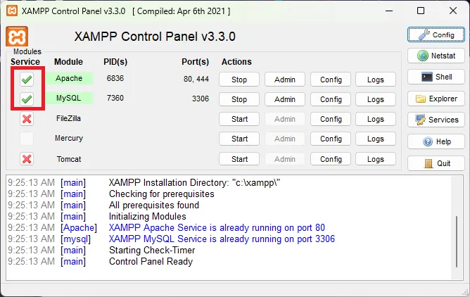 ตั้งค่า Apache และ MySQL ให้เป็น Service ตั้งค่า Apache และ MySQL ให้เป็น Service
